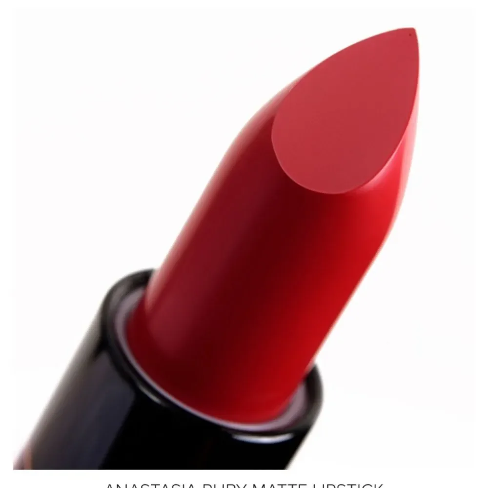 Anastasia Beverly Hills Matte Lipstick Ruby Red Full Size Discontinued Swatched